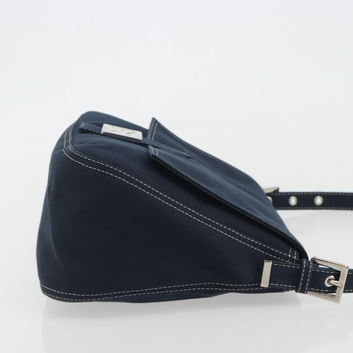 FENDI Mamma Baguette Bag Tela Navy Originale | Borsa a Tracolla Argento