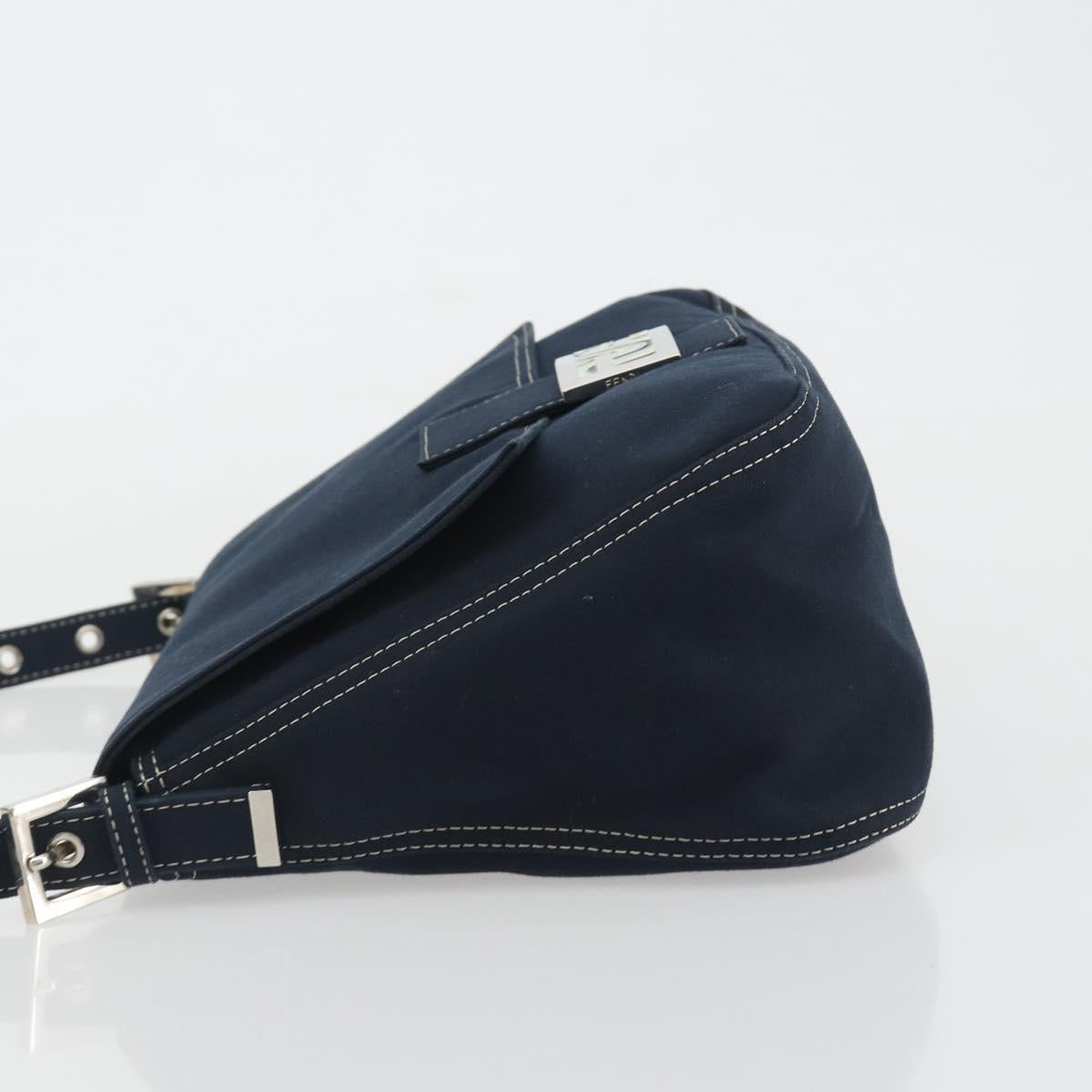 FENDI Mamma Baguette Bag Tela Navy Originale | Borsa a Tracolla Argento