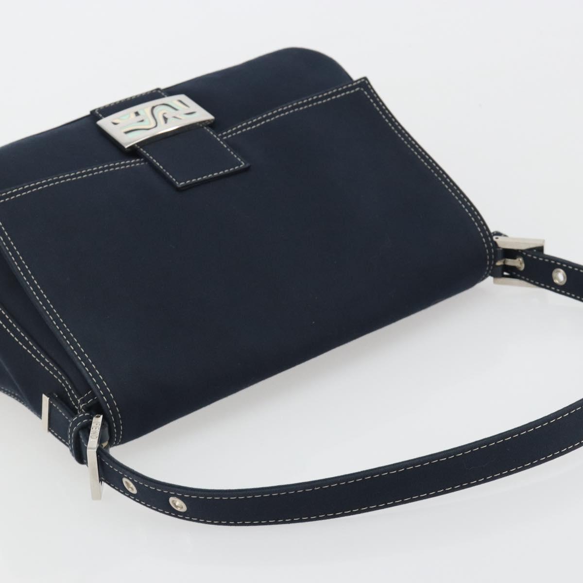 FENDI Mamma Baguette Bag Tela Navy Originale | Borsa a Tracolla Argento