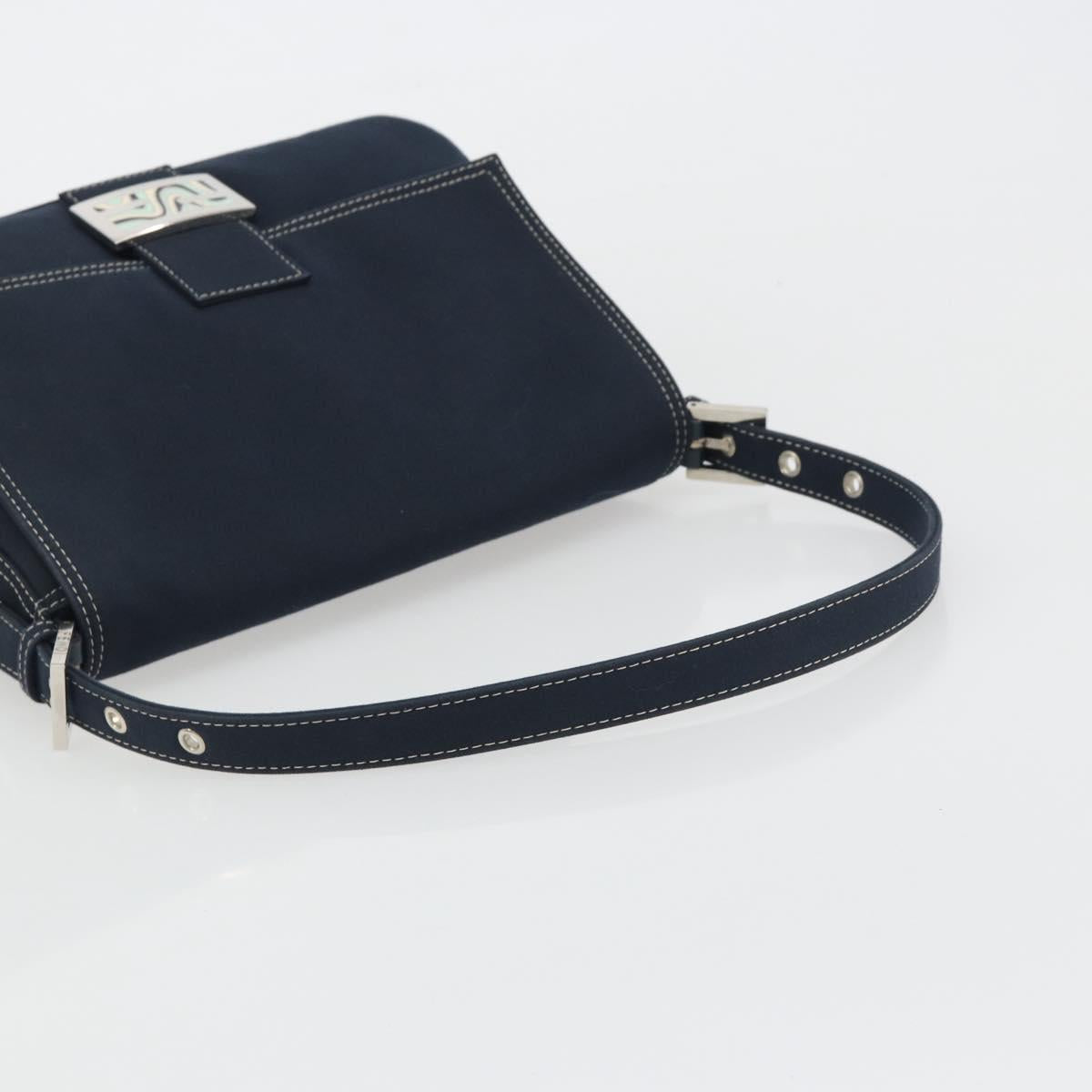 FENDI Mamma Baguette Bag Tela Navy Originale | Borsa a Tracolla Argento
