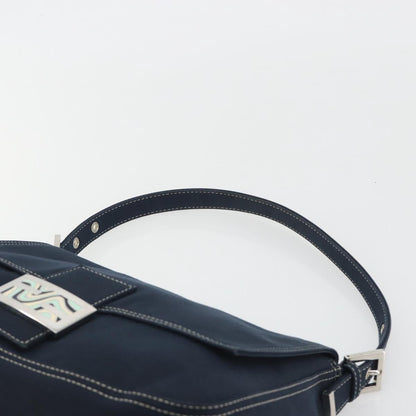 FENDI Mamma Baguette Bag Tela Navy Originale | Borsa a Tracolla Argento