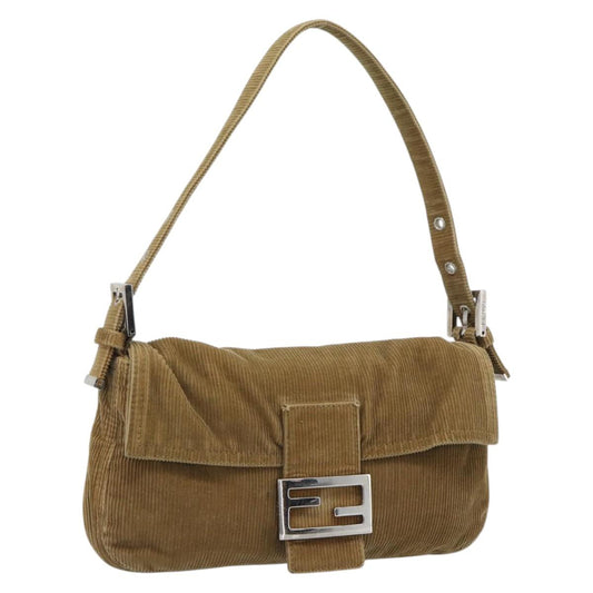 FENDI Mamma Baguette Bag Velluto a Coste Beige Originale | Borsa Argento