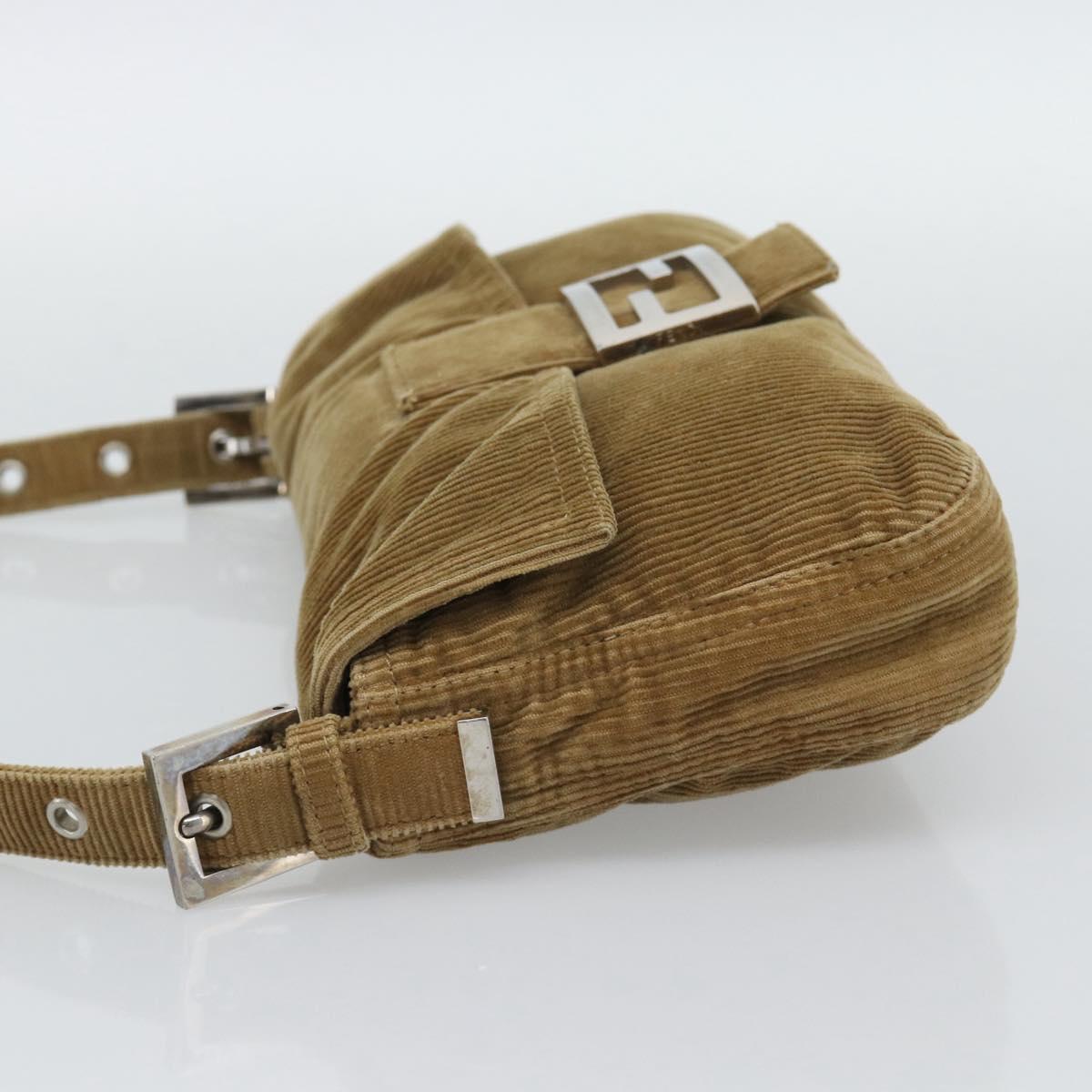 FENDI Mamma Baguette Bag Velluto a Coste Beige Originale | Borsa Argento