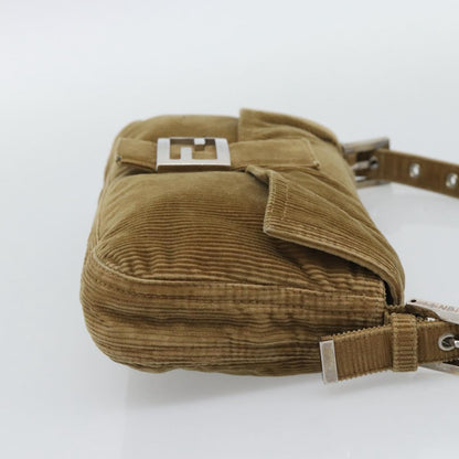 FENDI Mamma Baguette Bag Velluto a Coste Beige Originale | Borsa Argento