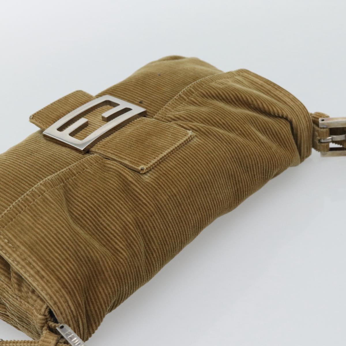 FENDI Mamma Baguette Bag Velluto a Coste Beige Originale | Borsa Argento