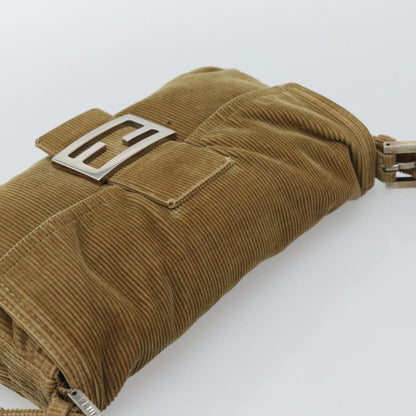 FENDI Mamma Baguette Bag Velluto a Coste Beige Originale | Borsa Argento