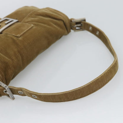 FENDI Mamma Baguette Bag Velluto a Coste Beige Originale | Borsa Argento