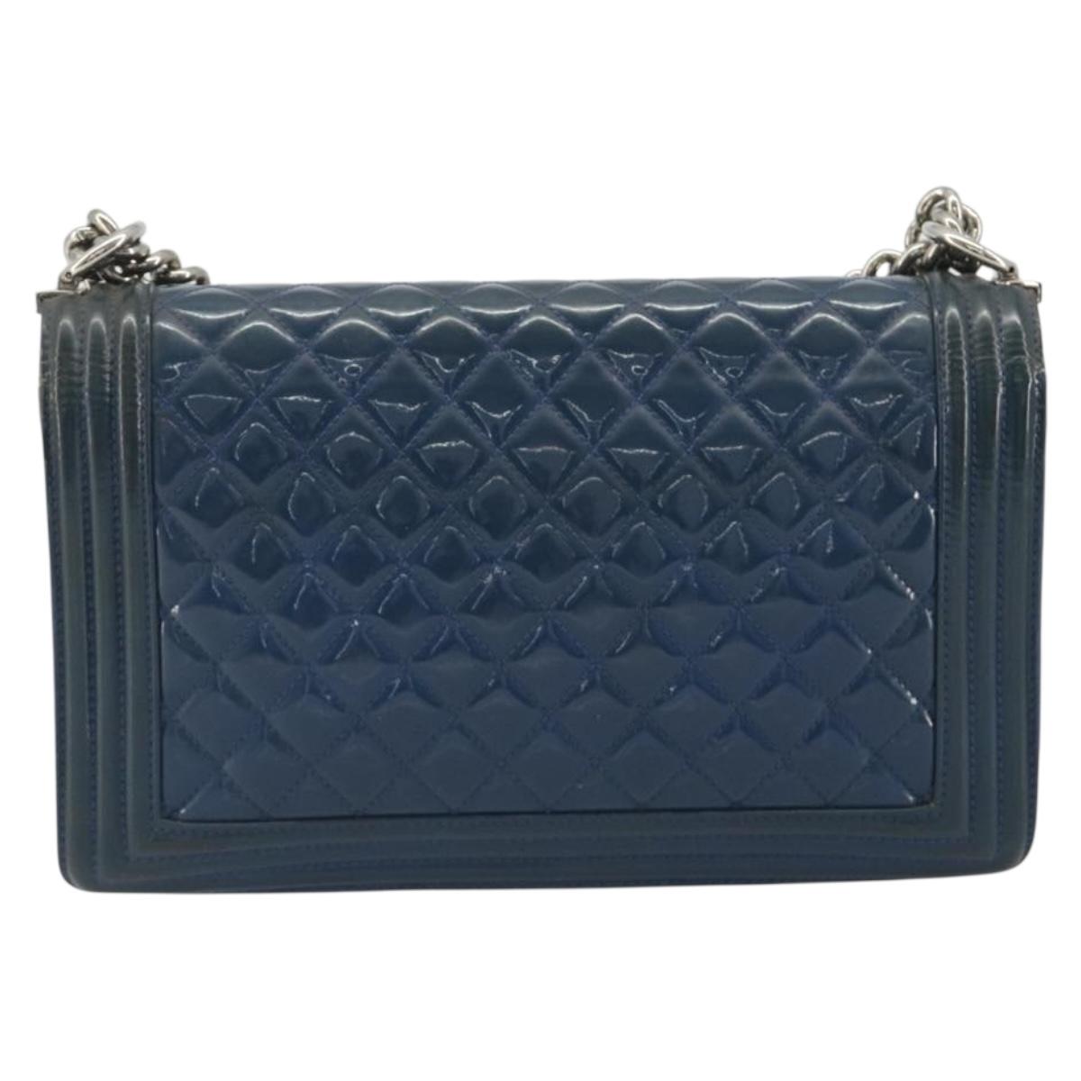 CHANEL Boy Chanel Chain Bag Blu Originale | Vernice Argento