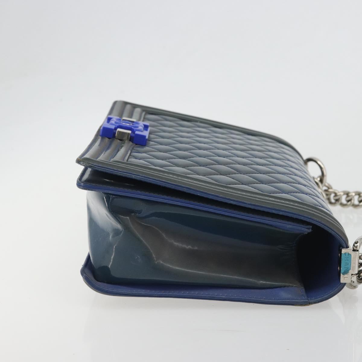 CHANEL Boy Chanel Chain Bag Blu Originale | Vernice Argento