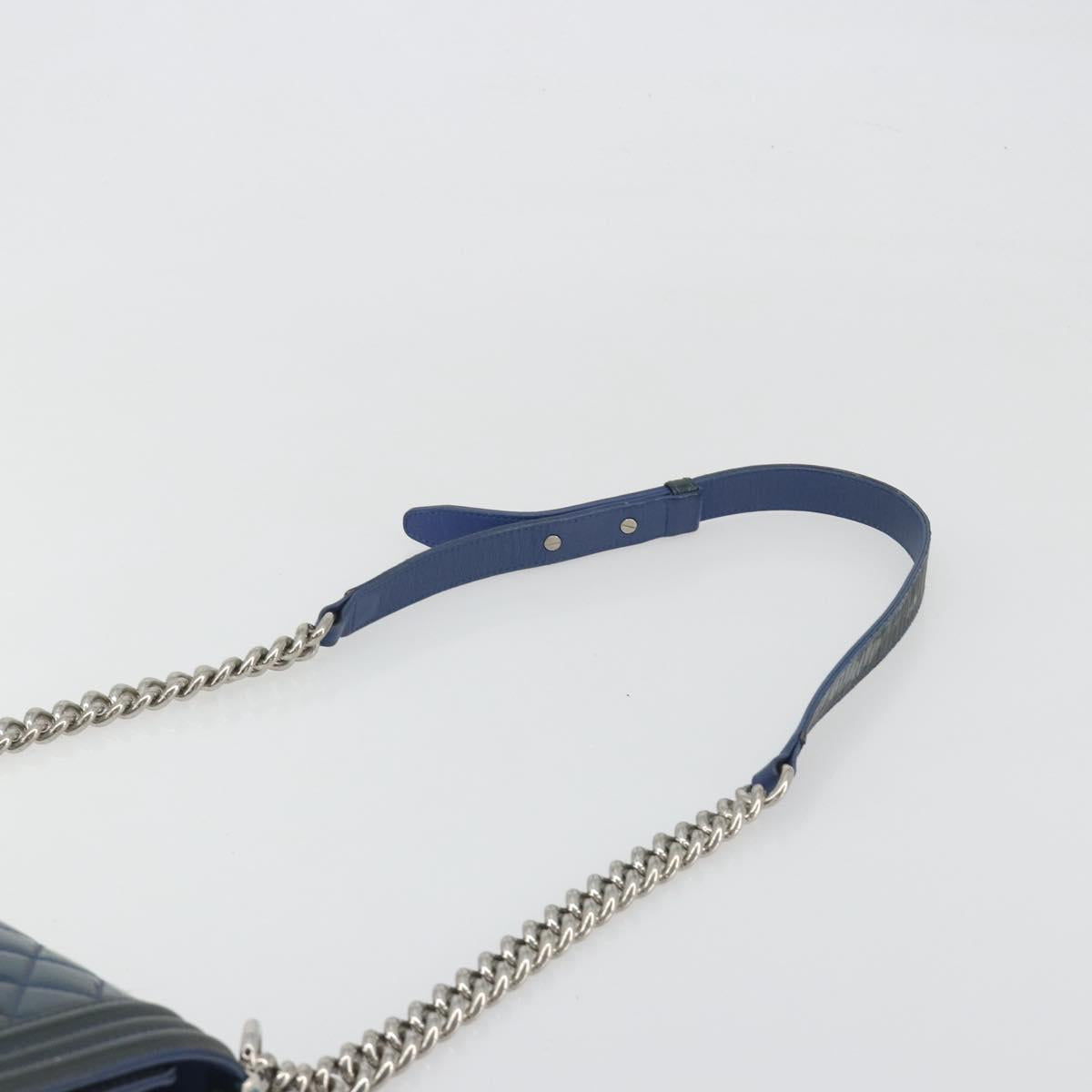 CHANEL Boy Chanel Chain Bag Blu Originale | Vernice Argento