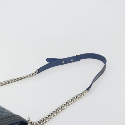 CHANEL Boy Chanel Chain Bag Blu Originale | Vernice Argento