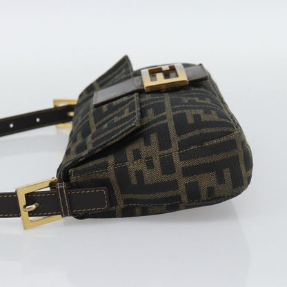 FENDI Zucca Canvas Mamma Baguette Shoulder Bag Brown Black Auth 195009M