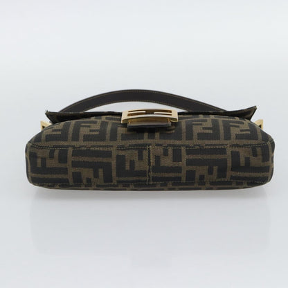 FENDI Zucca Canvas Mamma Baguette Shoulder Bag Brown Black Auth 195009M