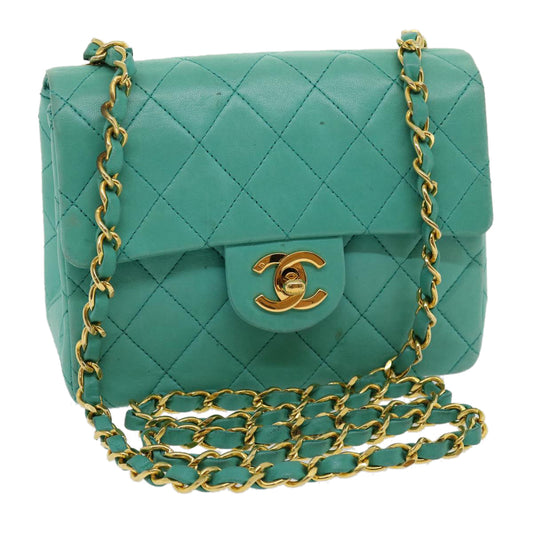 CHANEL Mini Matelasse 17 Flap Chain Bag Azzurra Originale