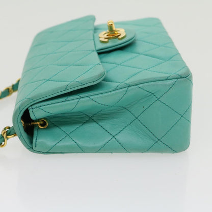 CHANEL Mini Matelasse 17 Flap Chain Bag Azzurra Originale