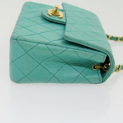 CHANEL Mini Matelasse 17 Flap Chain Bag Azzurra Originale