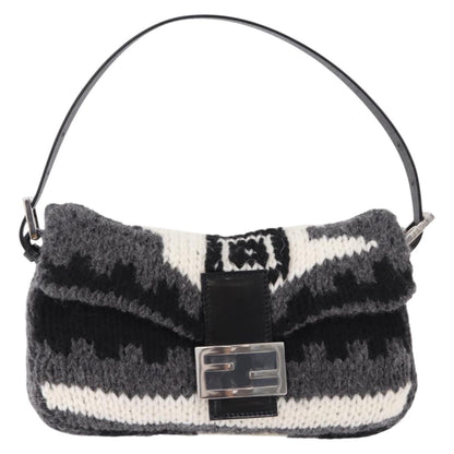 FENDI Mamma Baguette Bag Lana Grigia Originale | Borsa a Tracolla Argento