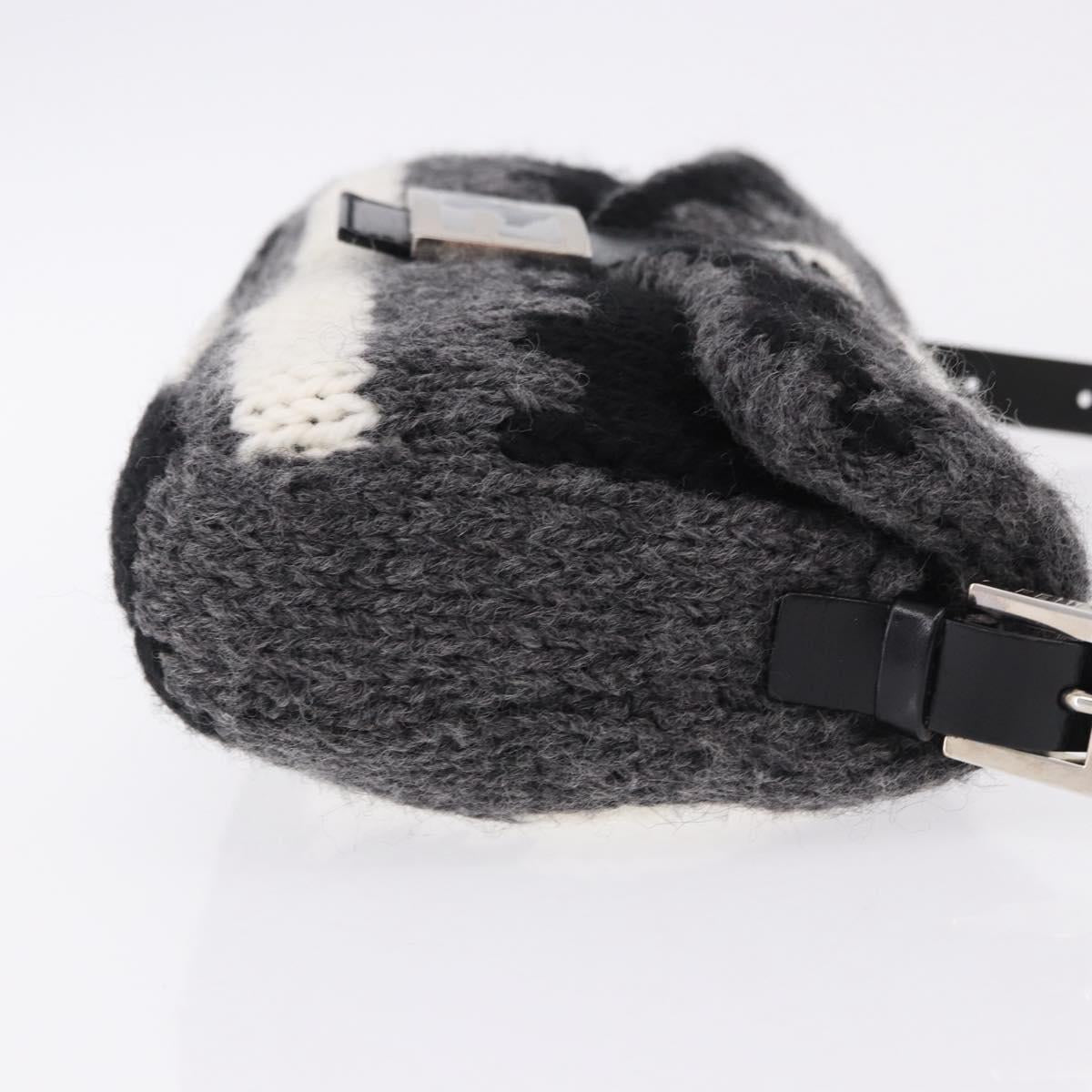 FENDI Mamma Baguette Bag Lana Grigia Originale | Borsa a Tracolla Argento
