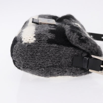FENDI Mamma Baguette Bag Lana Grigia Originale | Borsa a Tracolla Argento