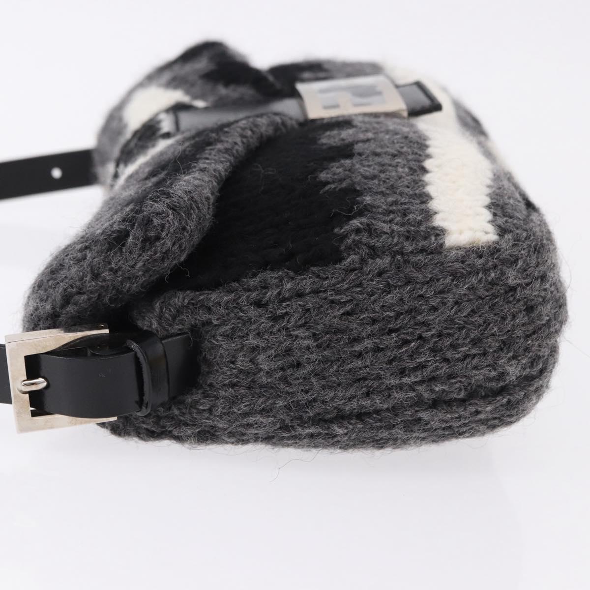 FENDI Mamma Baguette Bag Lana Grigia Originale | Borsa a Tracolla Argento