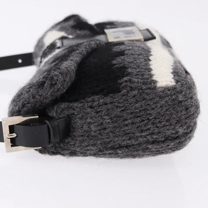 FENDI Mamma Baguette Bag Lana Grigia Originale | Borsa a Tracolla Argento