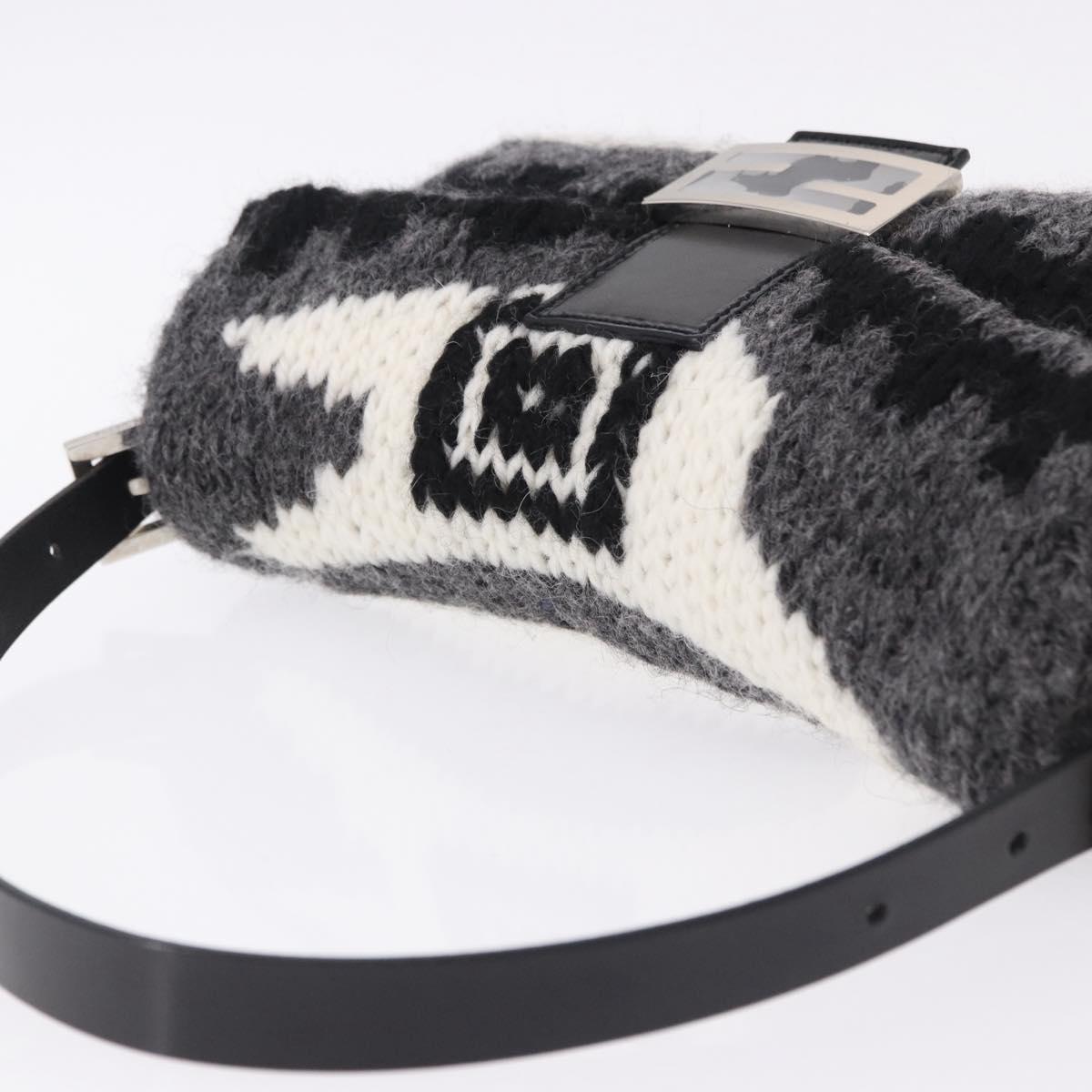 FENDI Mamma Baguette Bag Lana Grigia Originale | Borsa a Tracolla Argento