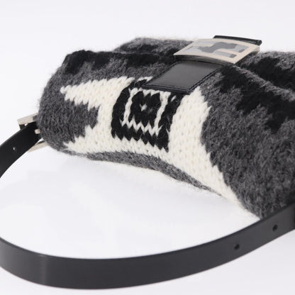 FENDI Mamma Baguette Bag Lana Grigia Originale | Borsa a Tracolla Argento