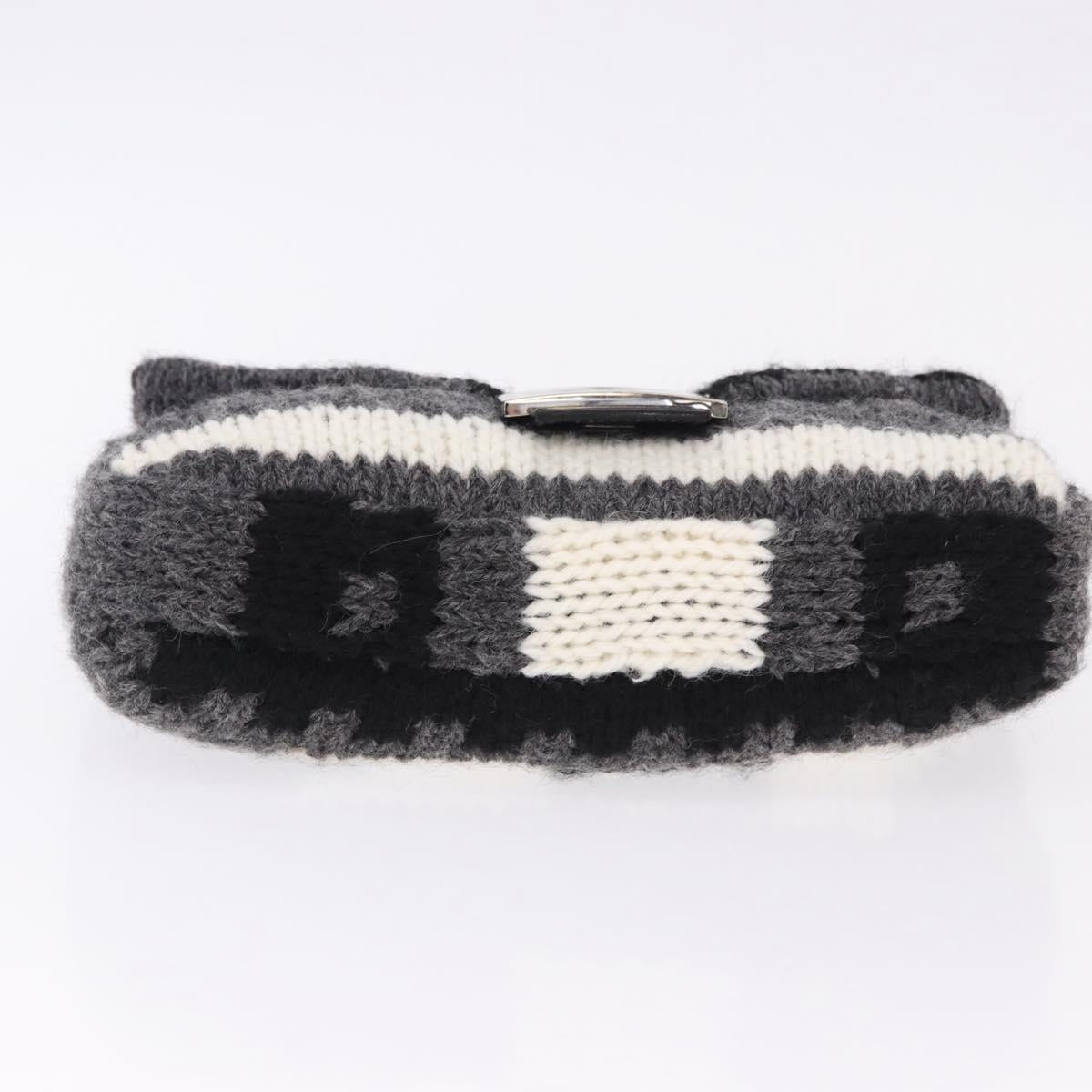 FENDI Mamma Baguette Bag Lana Grigia Originale | Borsa a Tracolla Argento
