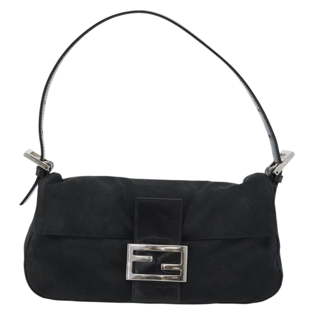 FENDI Mamma Baguette Bag Cotone Nero Argento Originale | Borsa Vintage