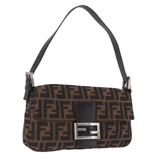 FENDI Zucca Canvas Baguette Bag Marrone Argento Originale | Mamma Baguette