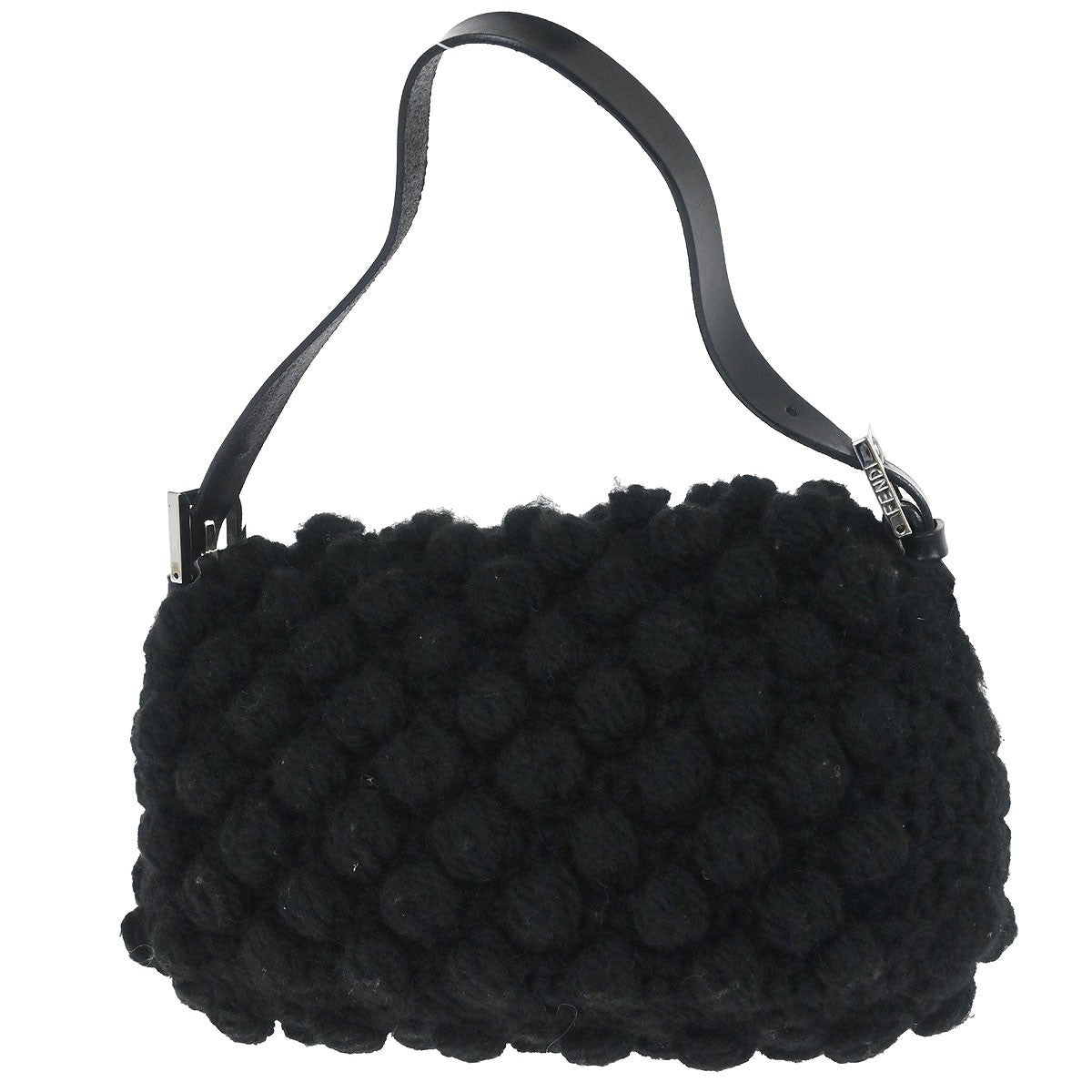 Borsa Fendi Baguette vintage in lana nera con finiture in pelle