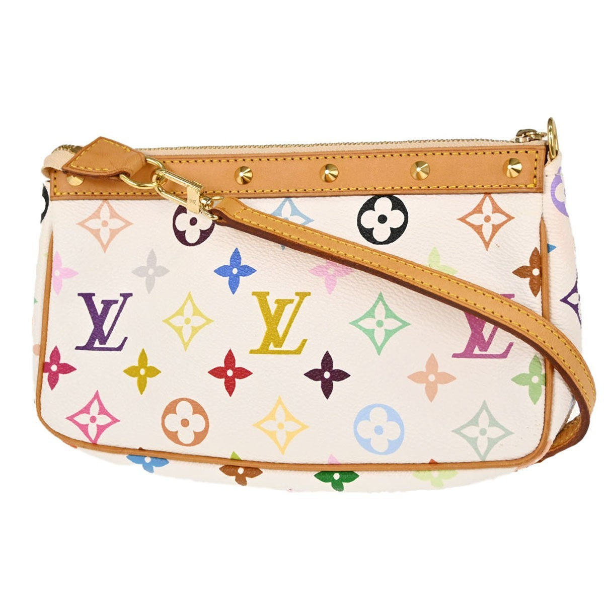 Borsa Louis Vuitton Pochette Accessoires Vintage in Tela Monogram Multicolor Bianca – foto 2