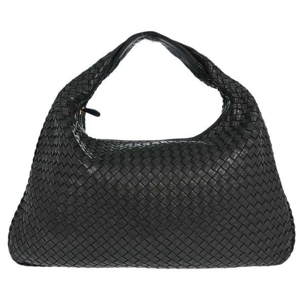 Bottega Veneta Hobo Intrecciato in Pelle Nera Vintage