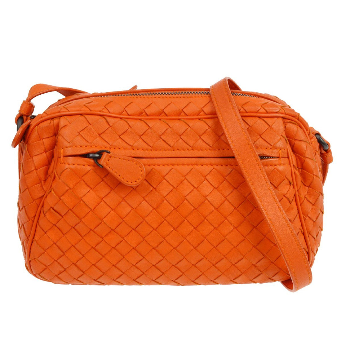 Bottega Veneta Intrecciato in Pelle di Agnello Intrecciata Arancione Vintage