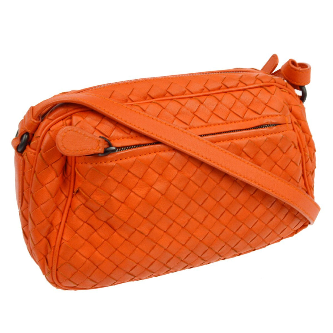 Bottega Veneta Intrecciato in Pelle di Agnello Intrecciata Arancione Vintage
