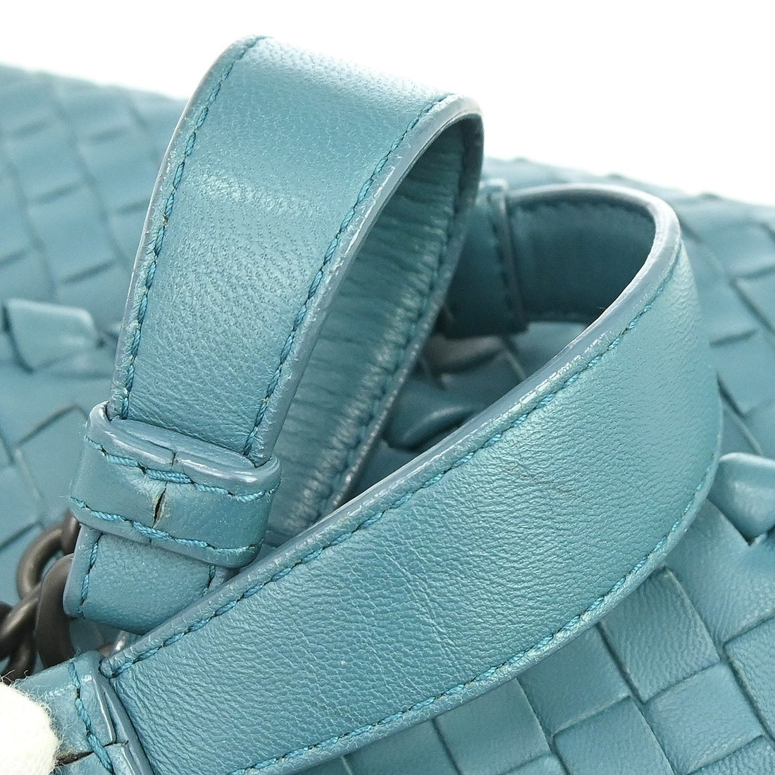 Bottega Veneta Intrecciato in Pelle di Agnello Blu Vintage