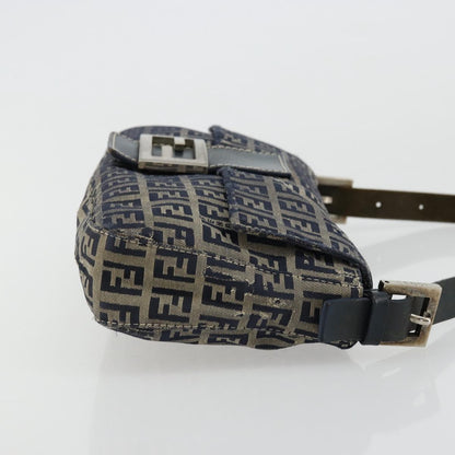FENDI Zucchino Canvas Baguette Bag Navy Originale | Mamma Baguette Argento