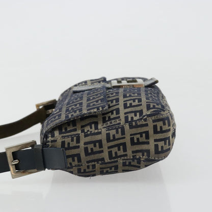 FENDI Zucchino Canvas Baguette Bag Navy Originale | Mamma Baguette Argento