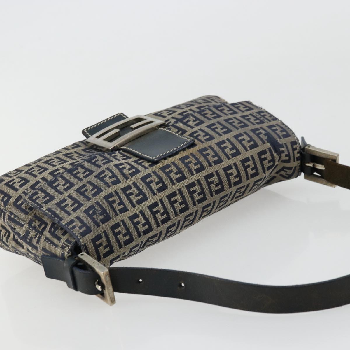 FENDI Zucchino Canvas Baguette Bag Navy Originale | Mamma Baguette Argento