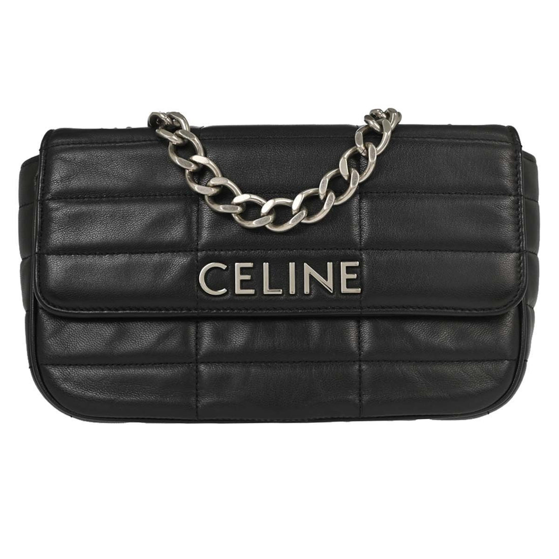 Celine Black Leather Shoulder Bag Vintage