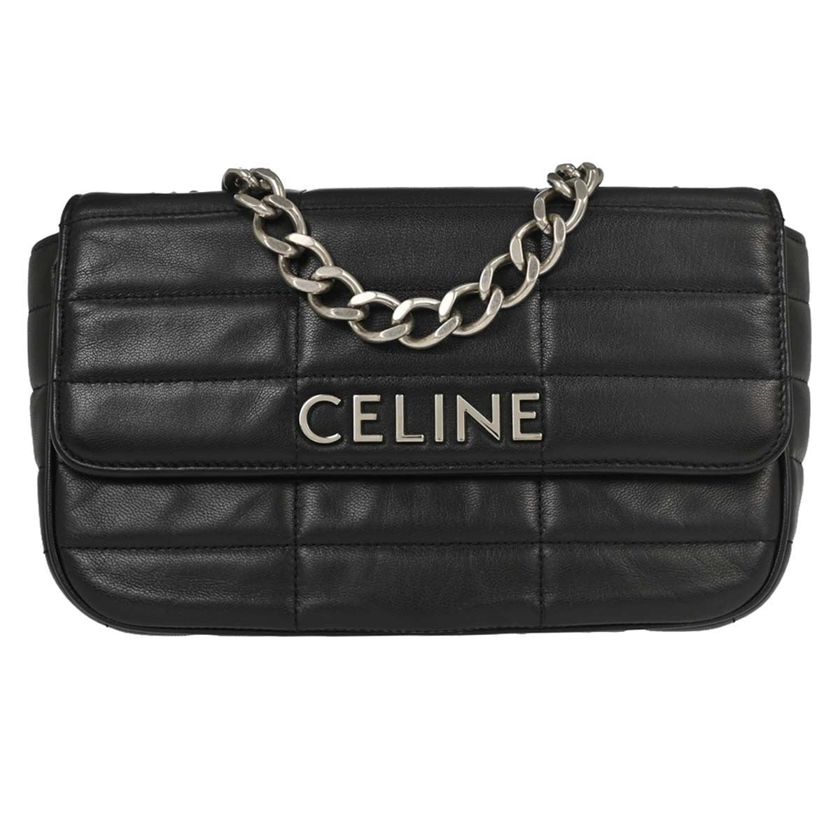 Celine Black Leather Shoulder Bag Vintage