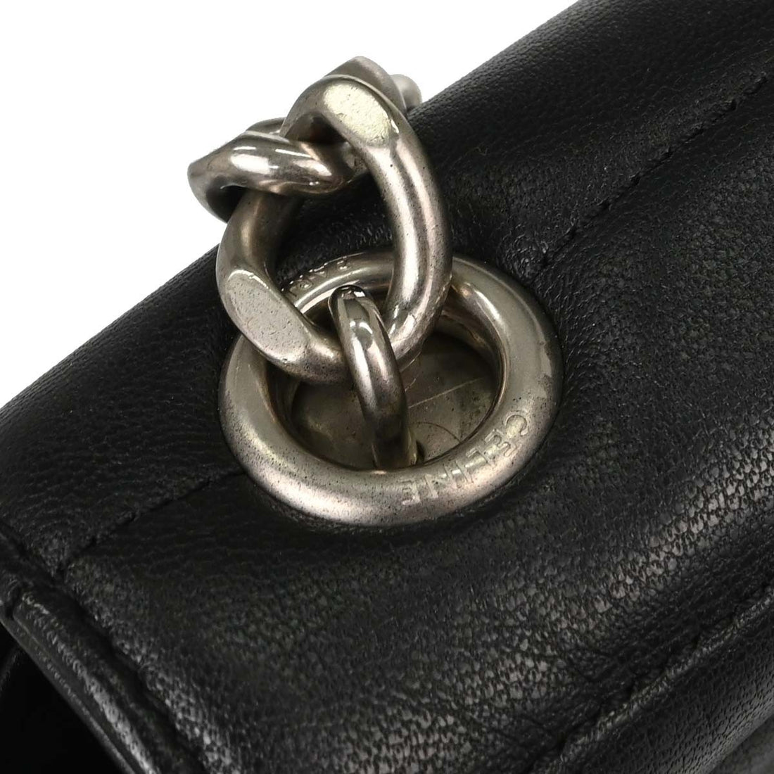 Celine Black Leather Shoulder Bag Vintage