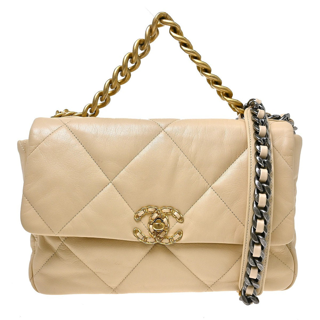 Chanel 19 Large in Pelle di Agnello Beige Vintage