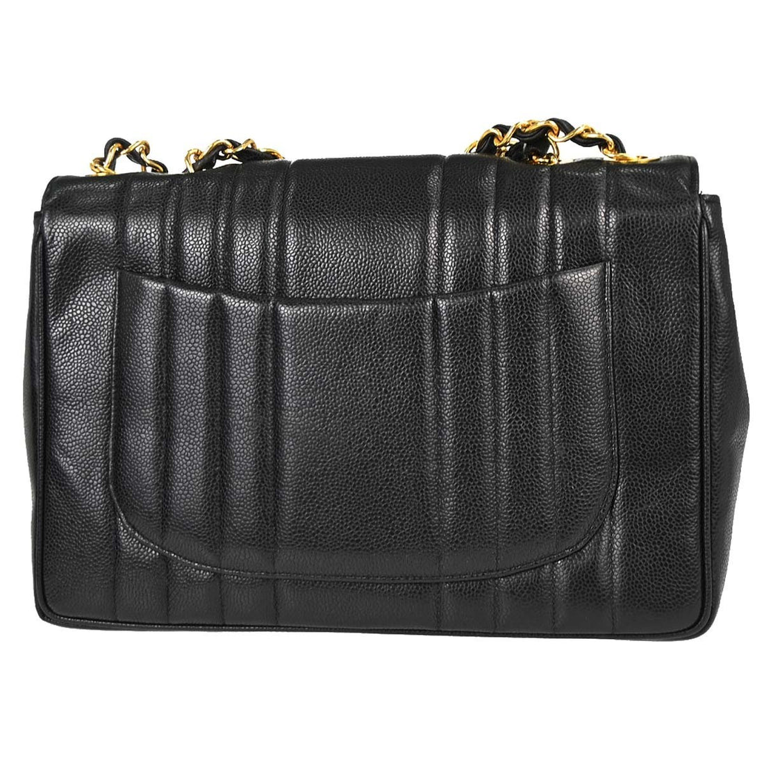 Chanel Black Calfskin Jumbo Mademoiselle Classic Flap Bag Vintage