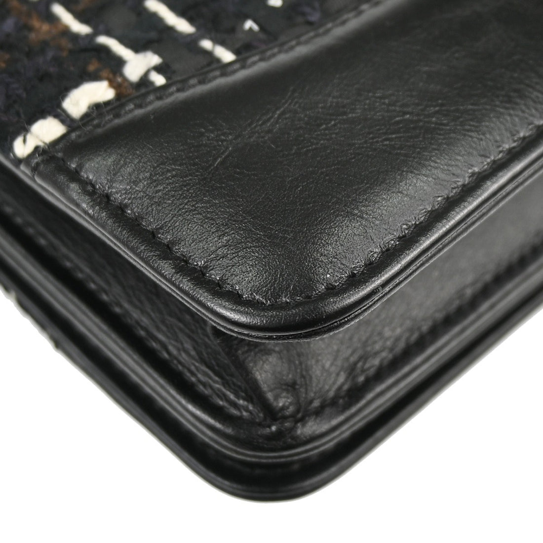 Chanel Black Calfskin Tweed WOC Wallet on Chain Shoulder Bag Vintage