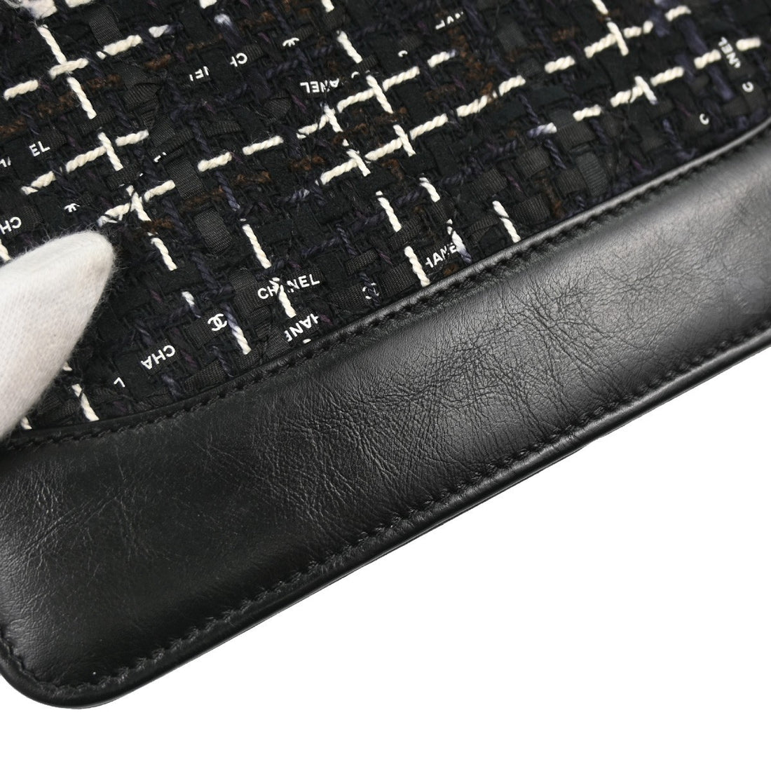 Chanel Black Calfskin Tweed WOC Wallet on Chain Shoulder Bag Vintage
