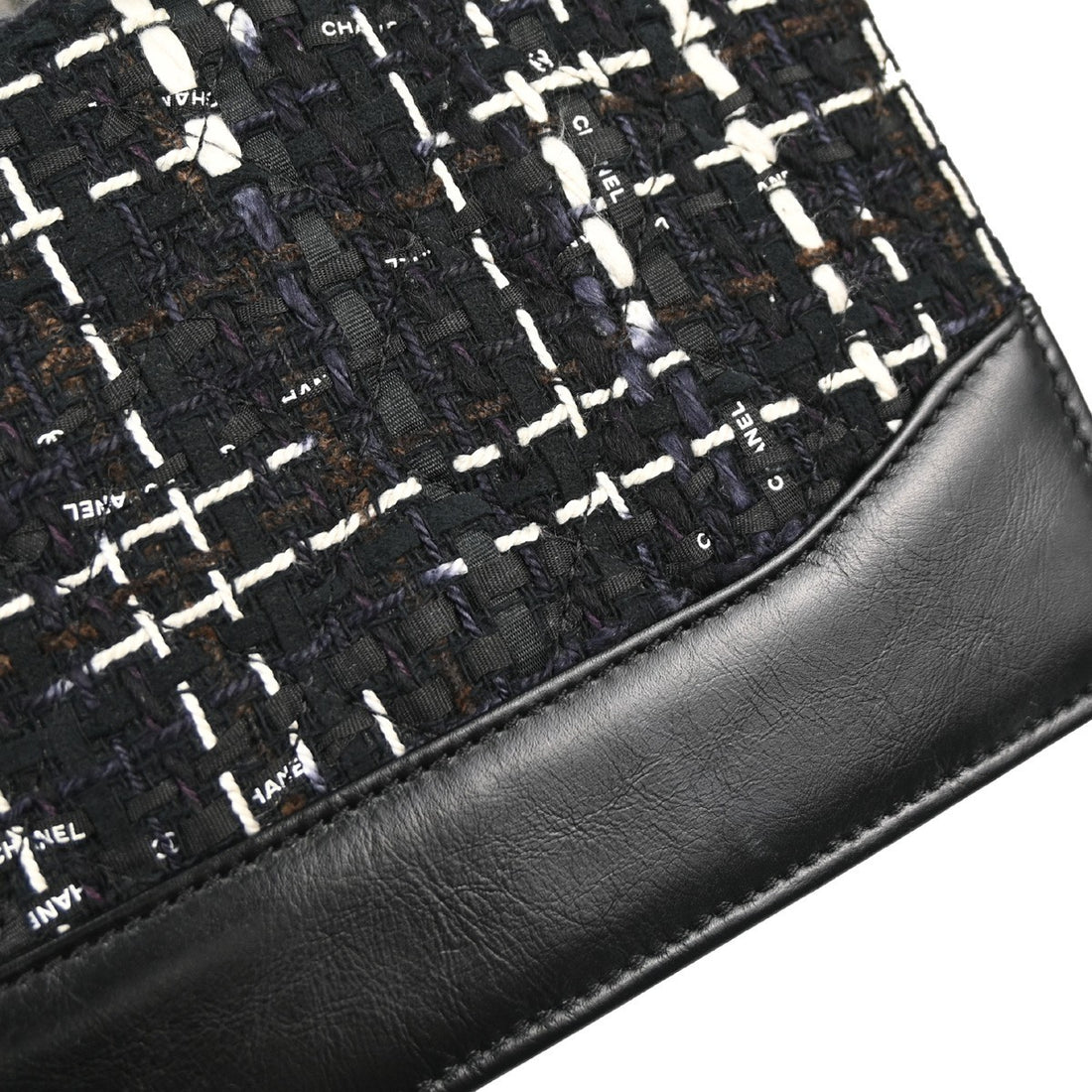 Chanel Black Calfskin Tweed WOC Wallet on Chain Shoulder Bag Vintage