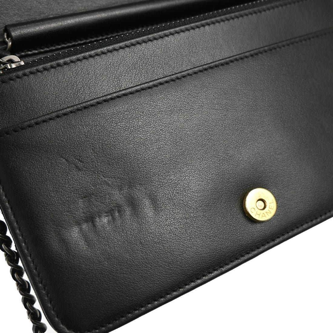Chanel Black Calfskin Tweed WOC Wallet on Chain Shoulder Bag Vintage