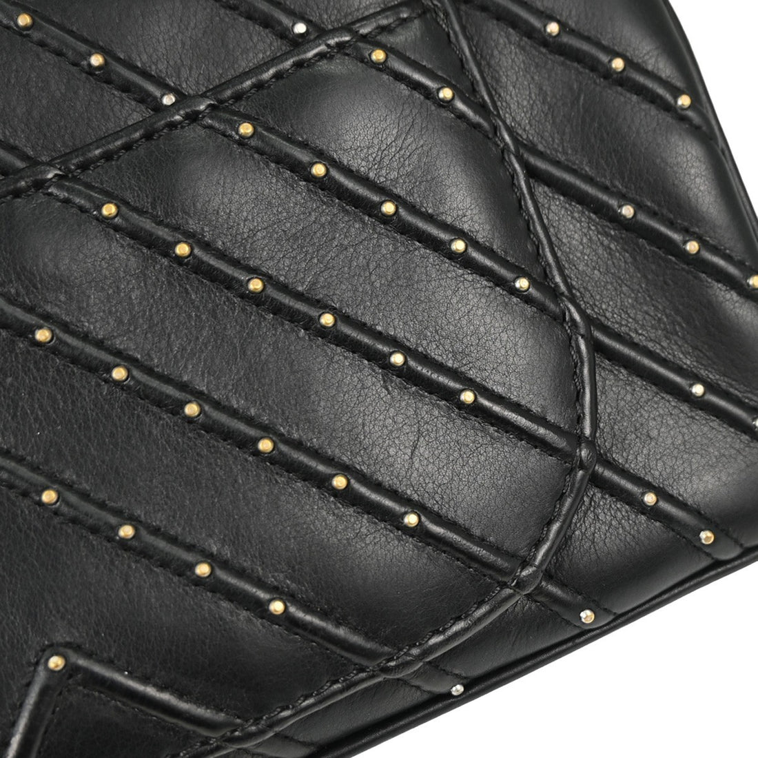 Chanel Black Lambskin Chevron Stud Turnlock Small Full Flap Shoulder Bag Vintage