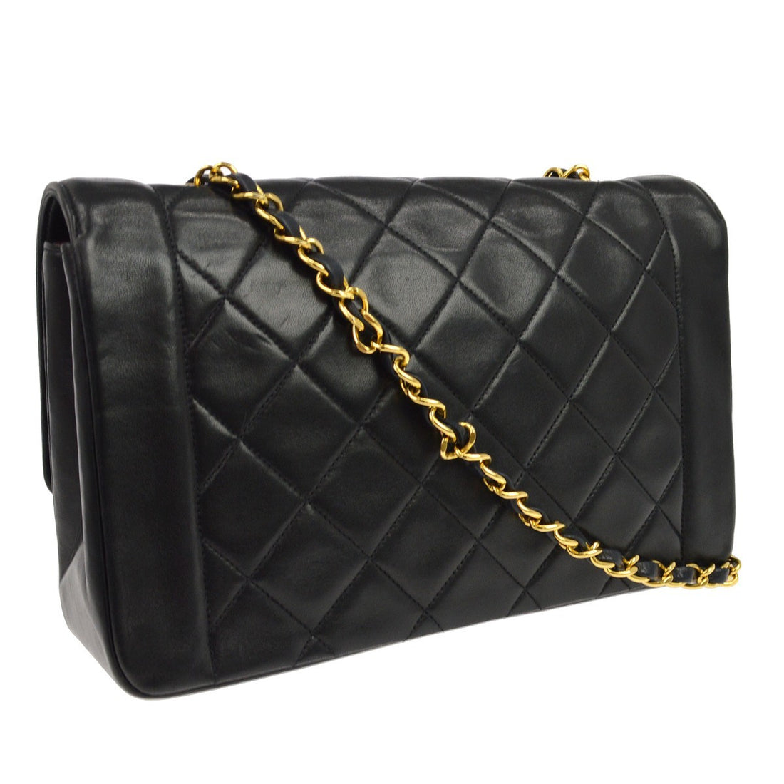 Chanel Black Lambskin Medium Diana Shoulder Bag Vintage
